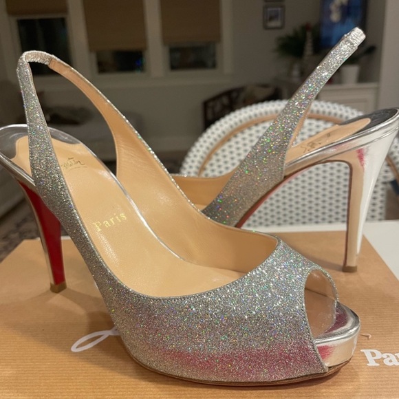 Christian Louboutin N Prive 100 Glitter Specchio Heels Perfect for Wedding - Picture 1 of 12